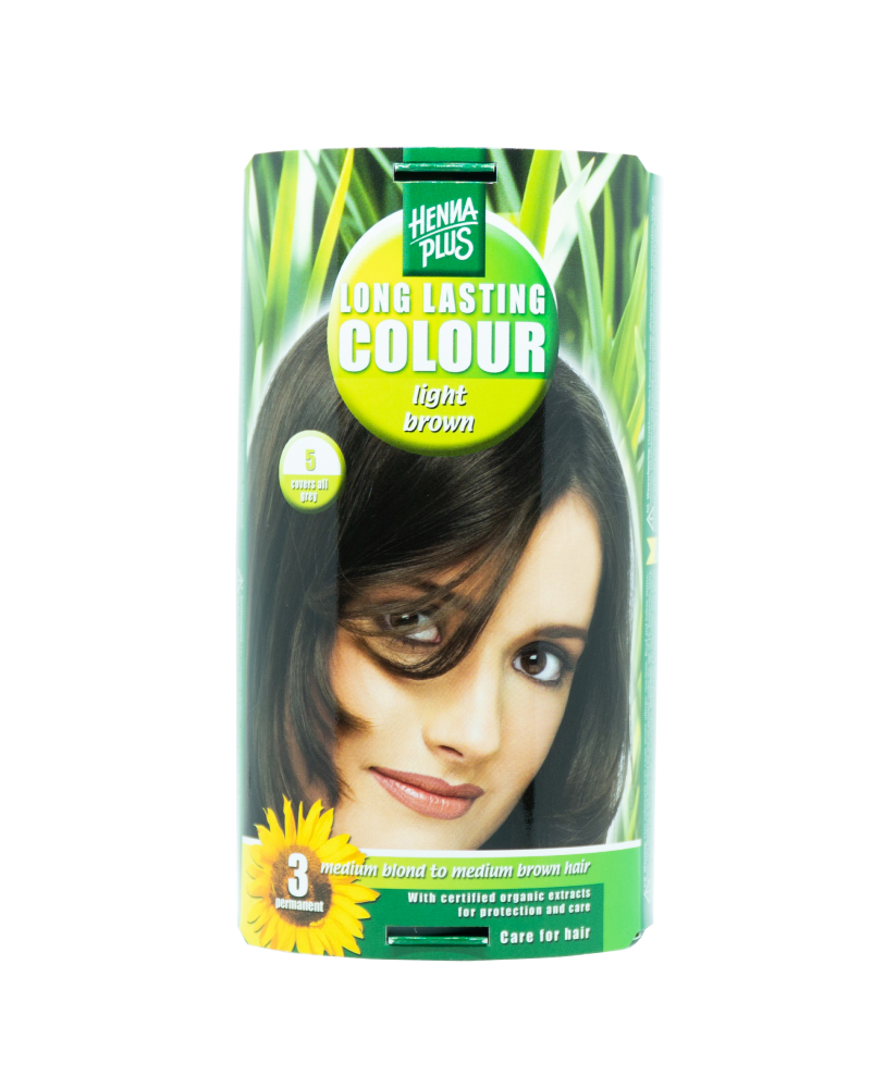 Hennaplus ilgalaikiai plaukų dažai su 9 ekologiškais augaliniais ekstraktais, spalva šviesi ruda 5